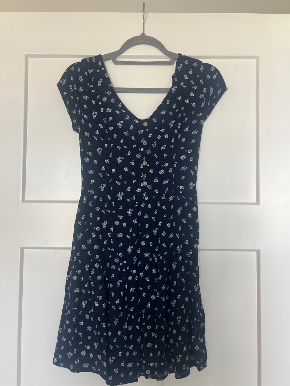 Hollister Navy Floral Button-Front Dress